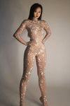 Geometric Rhinestone Illusion Bodysuit