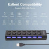 Switch Extension Hub 7-port USB2.0 Hub Computer USB Extension Hub One Drag Seven USB2.0 Splitter PC Laptop Desktop