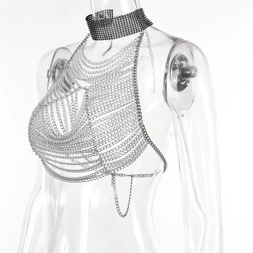 Crystal Chest Chain Body Harness Crop Top & Festival Party Jewelry