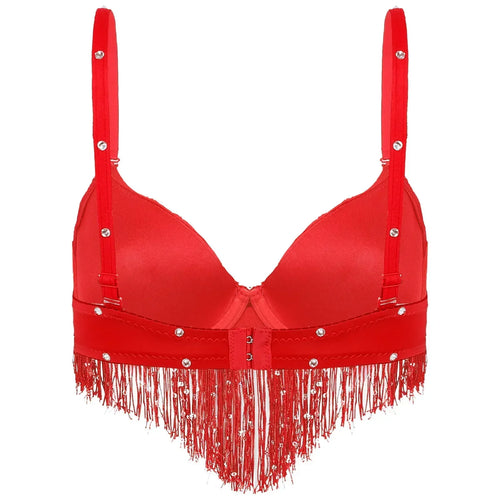 The Stardust Oasis Sirena – Sequined Tassel & Rhinestone Push-Up Belly Dance Bra Top