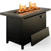 42 Inch Gas Fire Pit Table,Propane Pits for Outside with Steel Lid and Lava Rock,Firepit Table Gatherings Parties on Patio Deck