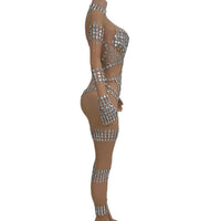 Crystal Cutout Illusion Performance Bodysuit