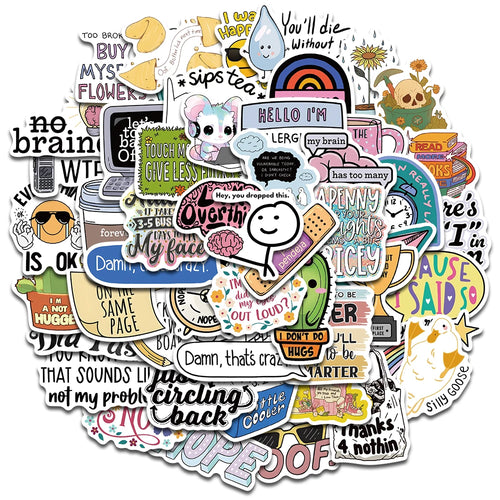 50PCS Sarcastic Sticker Aesthetic Kawaii Scrapbook Graffiti Decoration Laptop Luggage Phone Skateboard  Waterproof DIY Sticker