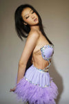 Sparkly Rhinestone Strapless Crop Top & Mesh Tutu Skirt 2-Piece Set