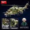 2024 Sluban WW2 Military Russia Air Weapon Mi-24 Helicopters Hind Model Building Blocks Classics Fighter Bricks Plane Toy