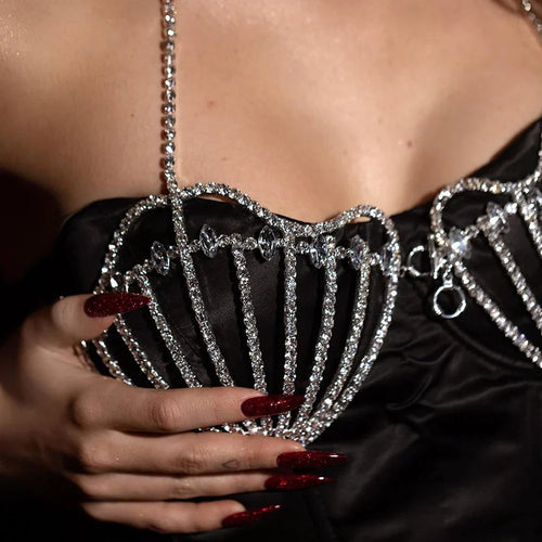 Rhinestone Shell Bra Crystal Chest Body Chain