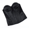 Overbust Corset Bustier Top Built-In Bra Cup Lace-Up Waist Cincher