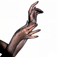 Ultra-Thin 1D Dot Oil Shiny Opera Length Gloves Sheer Glossy Performance Gloves