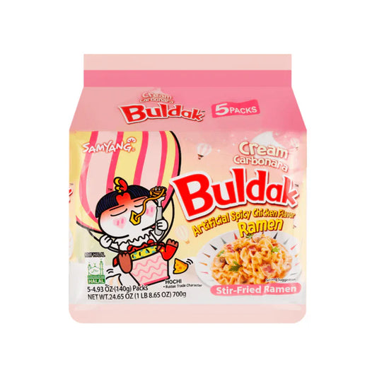 Samyang Buldak Cream Carbonara Spicy Chicken Ramen (140g) (Korea) 5-pack