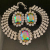 Oval Crystal Large Necklace & Earrings Set