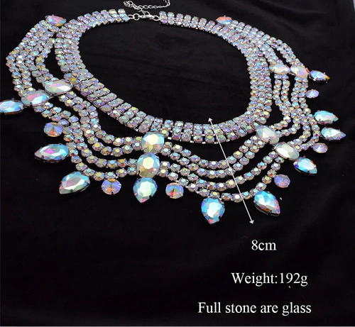 Multi layered Wave Rhinestone Necklace & Earring Set