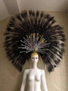 Showgirl Feather Backpiece and Rhinestone Headdress Set