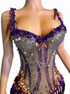 Sparkly Rhinestone & Tassel Fringe Bodysuit Stage Performance Costume