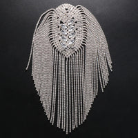 Rhinestone Tassel Chain Epaulette Shoulder Pad Applique