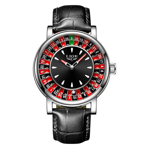 Women's Roulette Dial Brown Leather Watch Waterproof