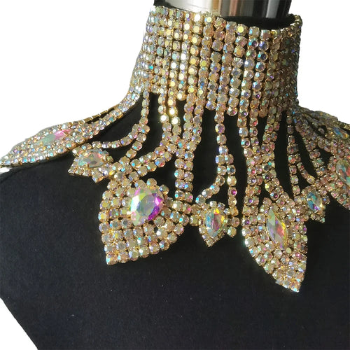 Rhinestone Glass Pendant Necklace & Earring Set