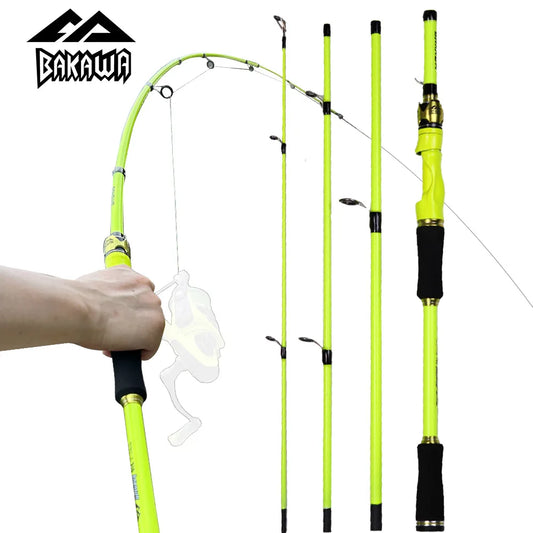 BAKAWA Spinning Fishing Rod 1.8M 2.1M 4 Section Casting Power UltraLight Portable Lure Feeder Pole Pesca EVA Handle Fish Tackle