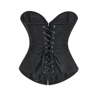 Victorian Floral Jacquard Overbust Corset Front Busk Lace-Up Bustier Top