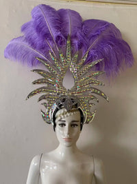 The Stardust Majestic Feather Crown – Carnival & Cabaret Stage Headdress