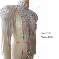 Long Rhinestone Chain Tassel Fringe Chocker Shoulder Necklace Body Jewelry