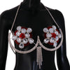 Rhinestone Flower Nipple Pasties & Body Chain Bra Set