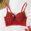 Colored Rhinestone Longline Costume Bra