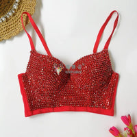Colored Rhinestone Longline Costume Bra