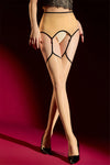 Pearl Cutout Open-Crotch Oil Glossy Sheer Pantyhose Garter Tights