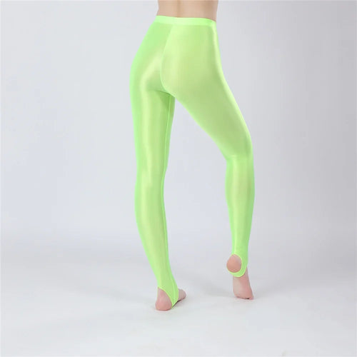 Thin Sheer Oil Glossy High-Stretch Pencil Pants Candy Color Yoga Leggings