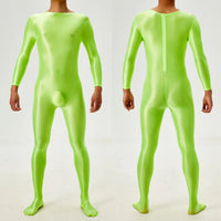 Candy Color Oil Glossy Full-Body Shaping Bodysuit Satin Smooth Leotard