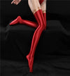 Oil Glossy Patchwork Thigh-High Stockings Satin Smooth Over-Knee Dance Hosiery