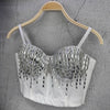 Crystal Beaded Bustier Corset Crop Top Nightclub Party Bralette