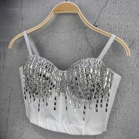 Crystal Beaded Bustier Corset Crop Top Nightclub Party Bralette