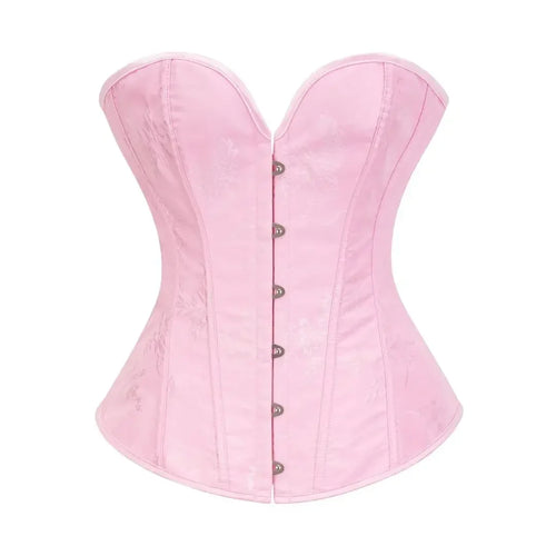 Victorian Floral Jacquard Overbust Corset Front Busk Lace-Up Bustier Top