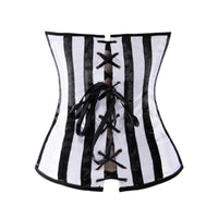 Gothic Striped Satin Halter Underbust Corset Vest 12 Spiral Steel Bones Bustier