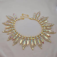 AB Gold Rhinestone Crystal Necklace & Earring Set