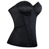Overbust Corset Bustier Top Built-In Bra Cup Lace-Up Waist Cincher