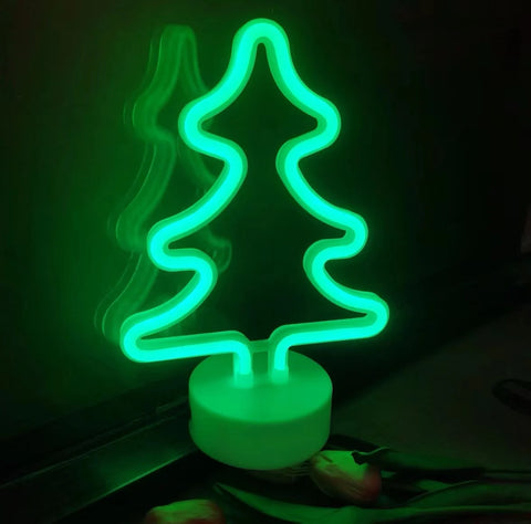 Green Christmas tree neon light, LED desktop decoration, battery/USB power supply, room bar party Christmas decoration