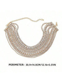 Multi Layered Rhinestone Chain Choker Necklace