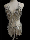 Dazzling Multilayer Crystal Chest & Waist Body Chain Set