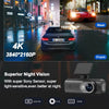 UHD 4K Dash Cam Dual Lens Driving Recorder Car DVR 1080P Rear Lens Camera Built-In WiFi GPS 24-Hour Parking Monitoring Black Box