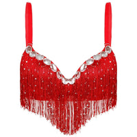 The Stardust Oasis Sirena – Sequined Tassel & Rhinestone Push-Up Belly Dance Bra Top