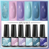 6Pcs/ Set Macaron Series Gel Nail Polish For Nails Glitter Nude Pink Blue Purple Hybrid Nail Art Gel Varnish Soak Off UV Gel Kit