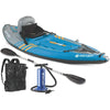 QuickPak K1 1-Person Inflatable Kayak, Kayak Folds into Backpack with 5-Minute Setup, 21-Gauge PVC Construction; Hand Pump