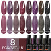 MEET ACROSS 8Pcs/Set Sparkly Rose Red Purple Gel Nail Polish Glitter Semi Permanent Nail Art Gel Vernis For Nails Manicure Kits