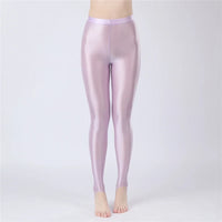 Thin Sheer Oil Glossy High-Stretch Pencil Pants Candy Color Yoga Leggings