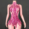 Sparkly Rhinestone Mirror High-Cut Stage Bodysuit Performance Dance Leotard