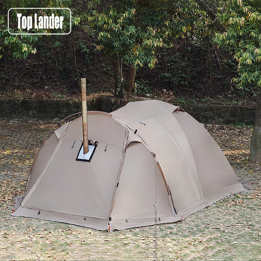 Flame-retardant 2 Person Hot Tent Waterproof Extend Tent with Stove Jack, Snow Skirt for Camping Hiking Hunting Winter 4 Season