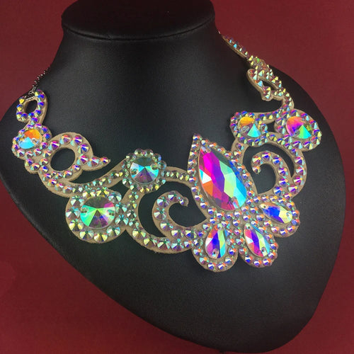 AB Rhinestone Chain Clasp Necklace