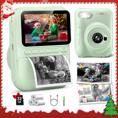 Gofunly 3.0" Kids Camera Instant Print, 1080P Digital Camera for Kids with 3 Rolls of Printer Paper, Kids Camera for 6-12 Years